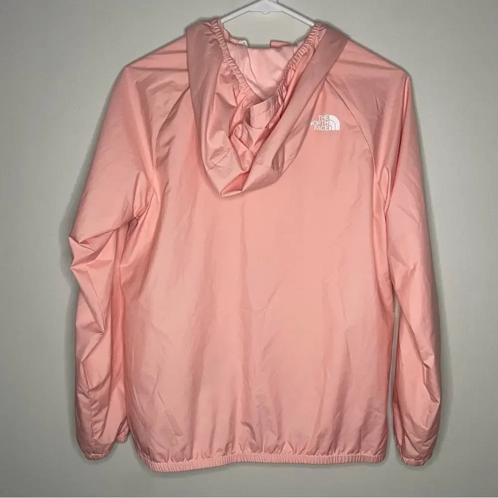 The North Face Girls' Never Stop Hooded Windwall Jacket in Pink Moss Size L